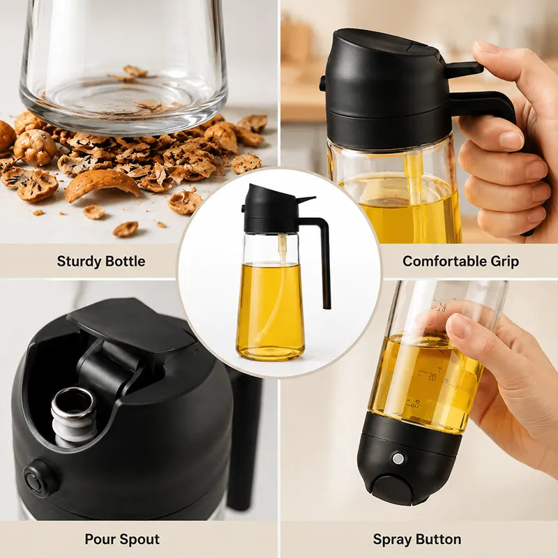 All-in-One Spray & Pour Dispenser — Store Oil, Vinegar & Soy Sauce Effortlessly! 🥗✨ (JG)