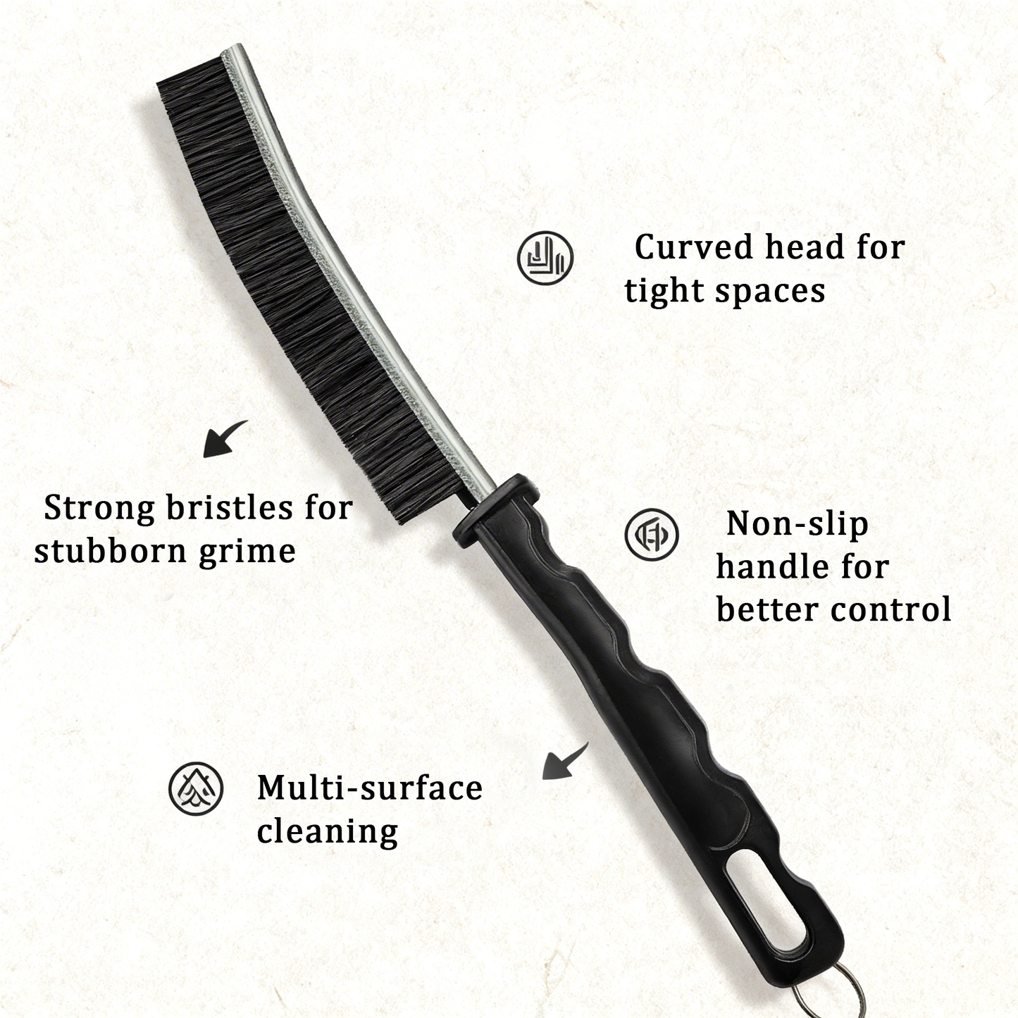 Happyep® 6-Piece Precision Crevice Brush Set — Hard Bristle Gap Cleaning Tools for Home Detail Work