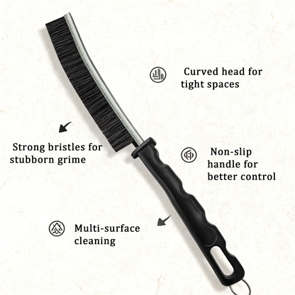 Happyep® 6-Piece Precision Crevice Brush Set — Hard Bristle Gap Cleaning Tools for Home Detail Work