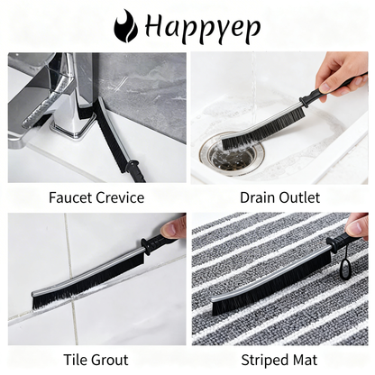 Happyep® 6-Piece Precision Crevice Brush Set — Hard Bristle Gap Cleaning Tools for Home Detail Work