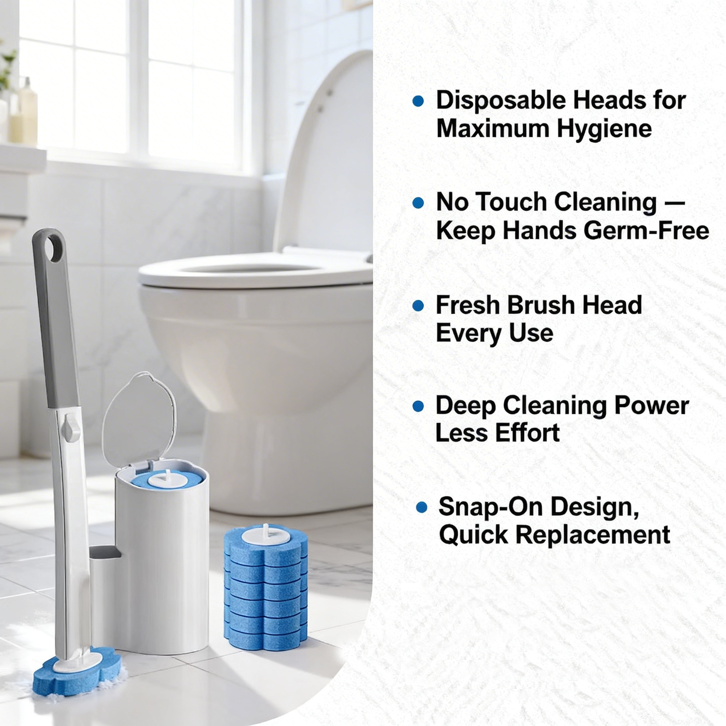 Happyep® Disposable Toilet Cleaning Wand Kit — Handles + 36Refill Pads (Fresh Scent)