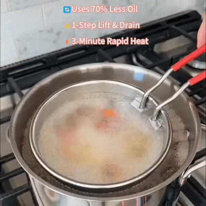 🍟 304 Stainless Steel Personal Mini Deep Fryer Set — Small-Batch Crispy Frying with Lift-Out Drain Basket & Zero Oil Splatter 🍳✨ (JG)