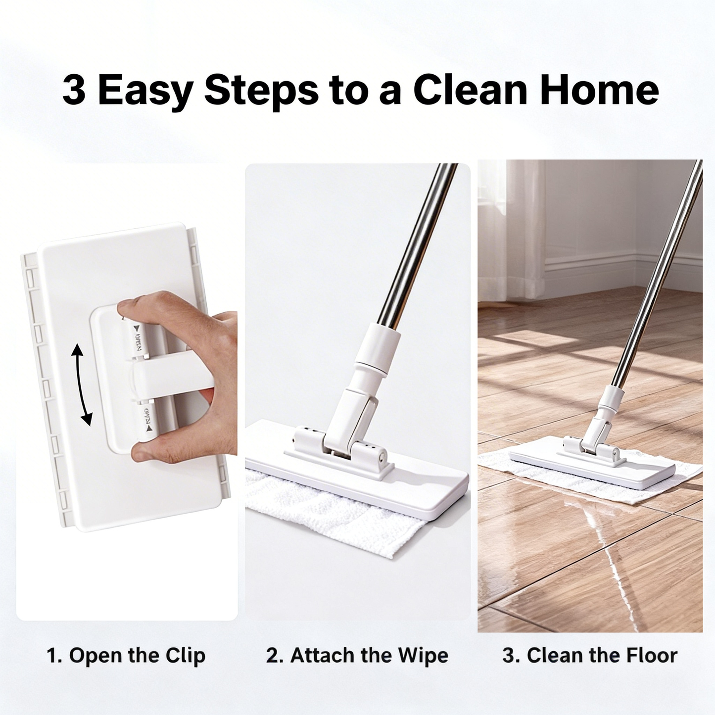Happyep® Snap-Grip Mini Cleaning Mop — No-Touch Disposable Sheet Mop for Tight Spaces