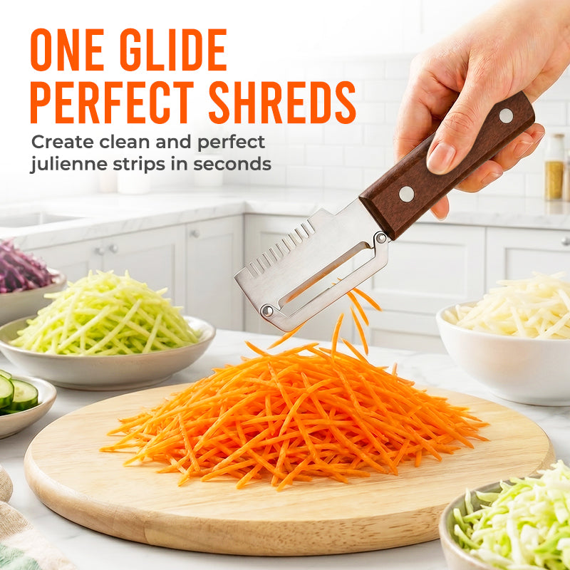 Kervalon® Easy-Grip Wooden Peeler & Veggie Shredder (Upsell)