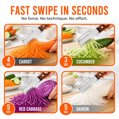 Kervalon® Easy-Grip Wooden Peeler & Veggie Shredder (Upsell)