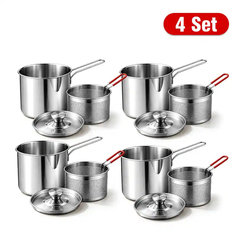 🍟 304 Stainless Steel Personal Mini Deep Fryer Set — Small-Batch Crispy Frying with Lift-Out Drain Basket & Zero Oil Splatter 🍳✨ (JG)