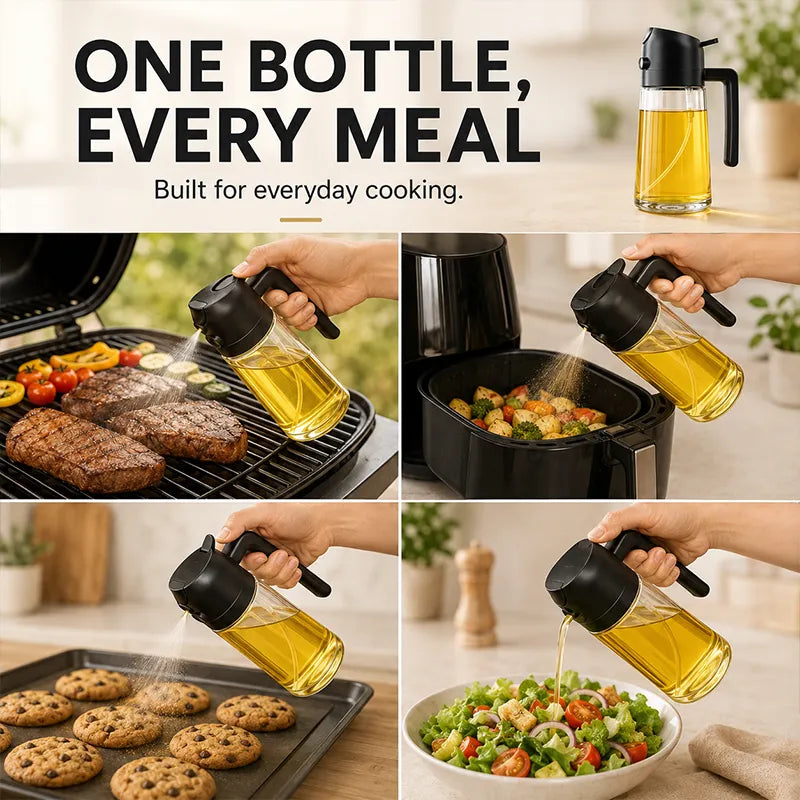 HAPPYEP⚡️ All-in-One Spray & Pour Dispenser — Store Oil, Vinegar & Soy Sauce Effortlessly! 🥗✨