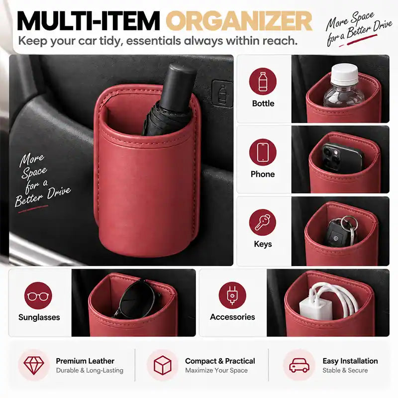 🔥4 Pcs: Only $9.48/ea Today Only🚗Ultra-Durable Premium Leather Car Door Cup Holder & Storage Caddy 🚗☕