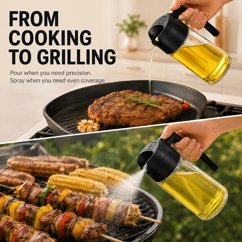 HAPPYEP⚡️ All-in-One Spray & Pour Dispenser — Store Oil, Vinegar & Soy Sauce Effortlessly! 🥗✨