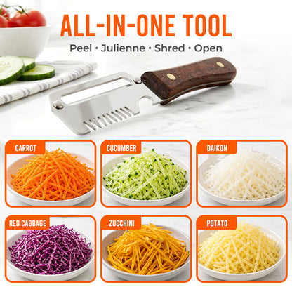 Kervalon® Easy-Grip Wooden Peeler & Veggie Shredder (Upsell)