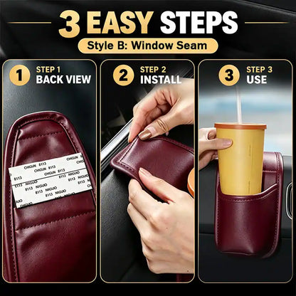 🚗 Universal Leather Car Door Cup Holder & Storage Caddy ☕📱✨ (JG)