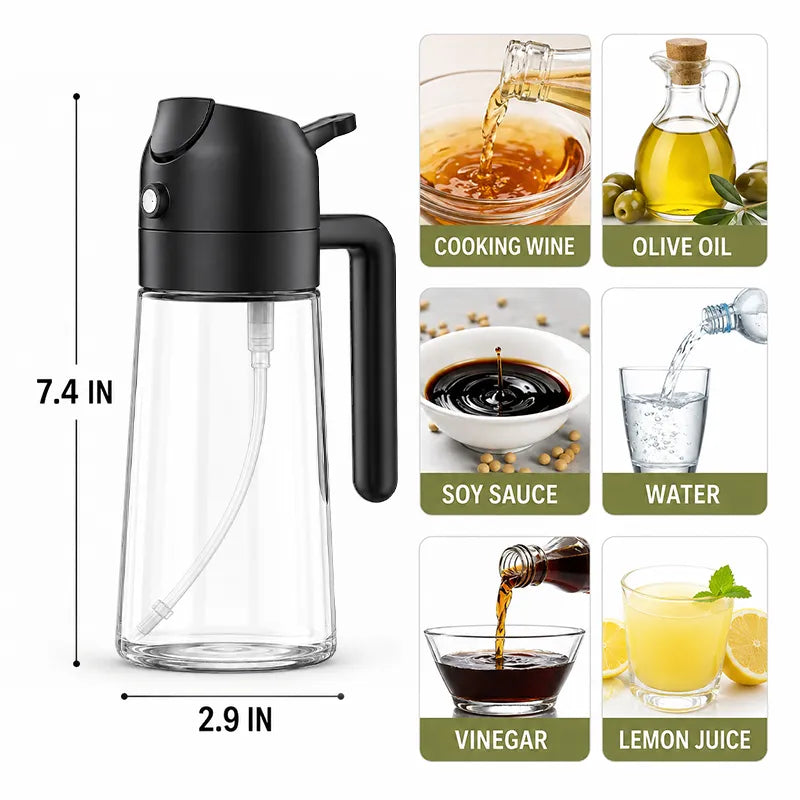 HAPPYEP⚡️ All-in-One Spray & Pour Dispenser — Store Oil, Vinegar & Soy Sauce Effortlessly! 🥗✨