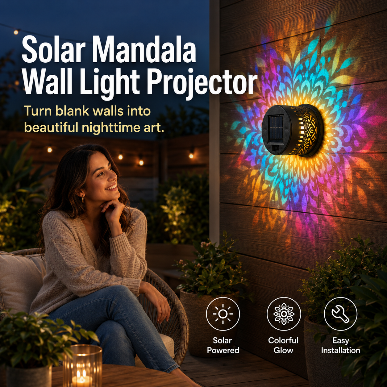 Mandala Solar Wall Lamp – Magical Patio Night Ambience