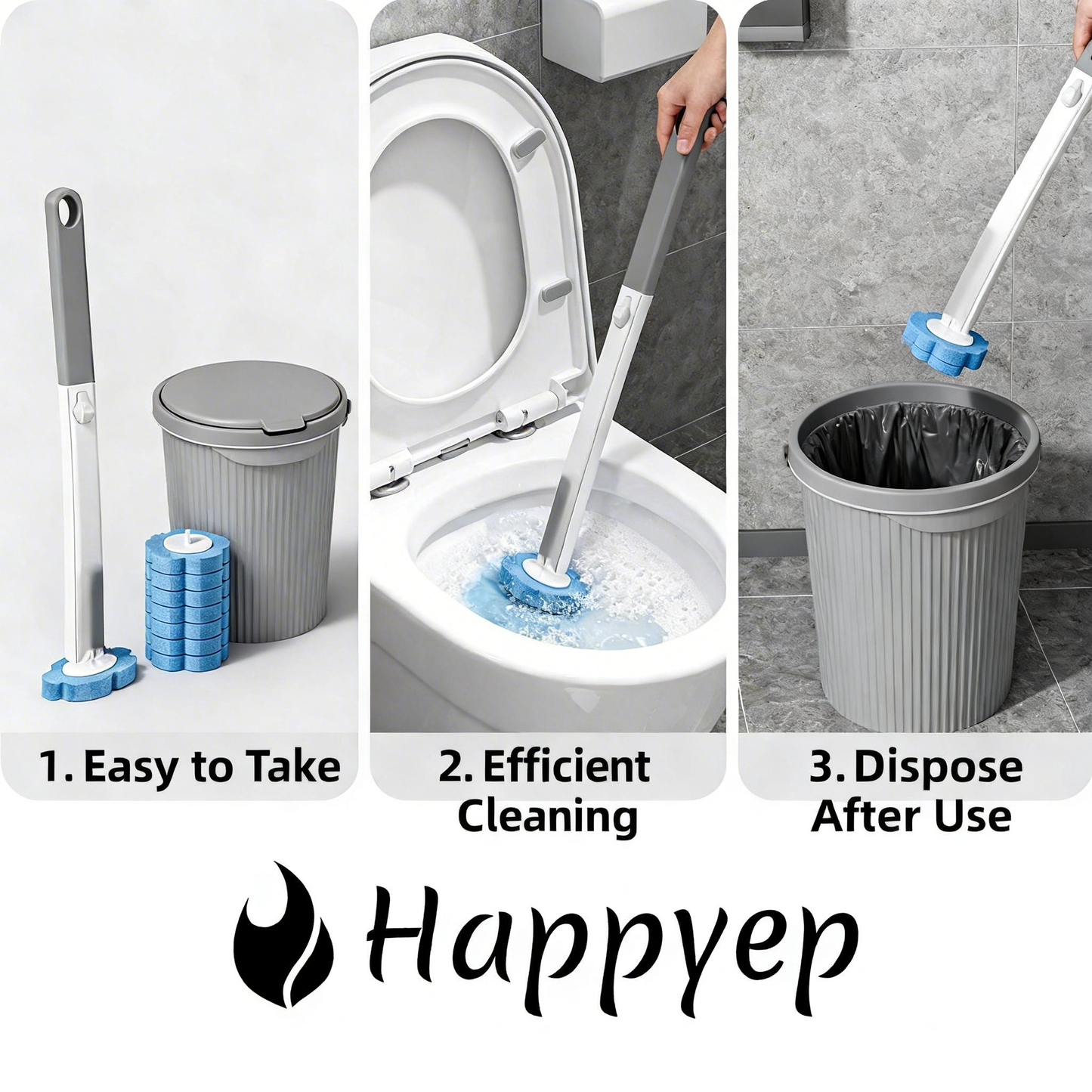 Happyep® Disposable Toilet Cleaning Wand Kit — Handles + 36Refill Pads (Fresh Scent)