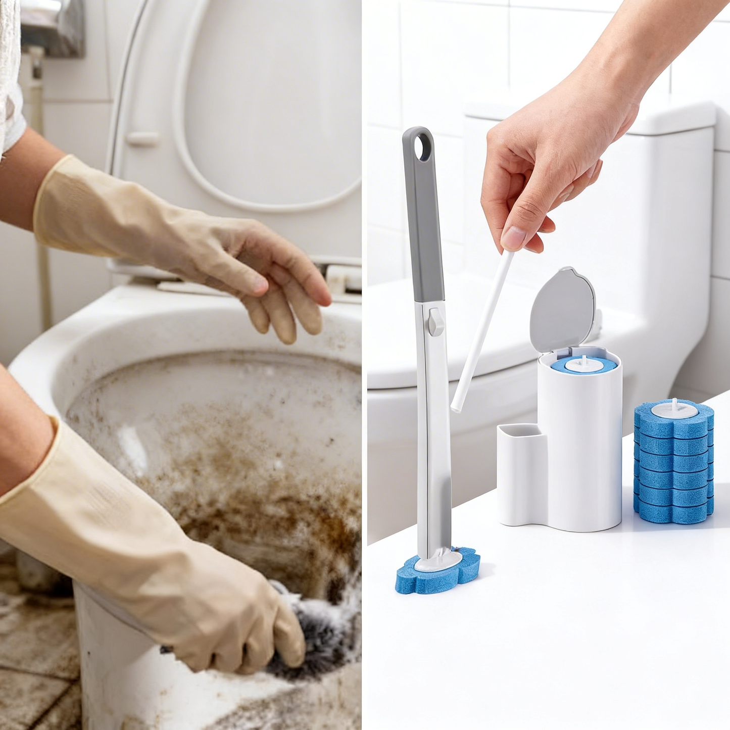 Happyep® Disposable Toilet Cleaning Wand Kit — Handles + 36Refill Pads (Fresh Scent)