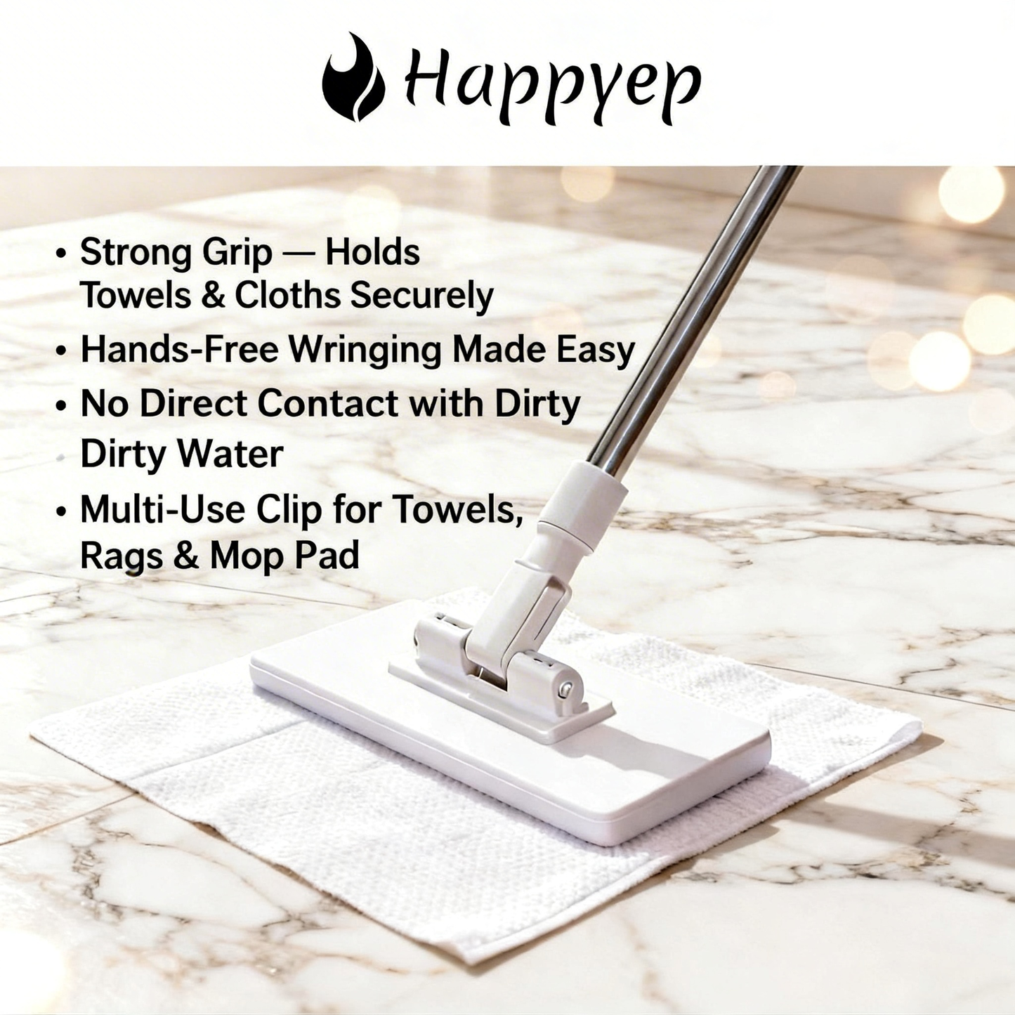 Happyep® Snap-Grip Mini Cleaning Mop — No-Touch Disposable Sheet Mop for Tight Spaces